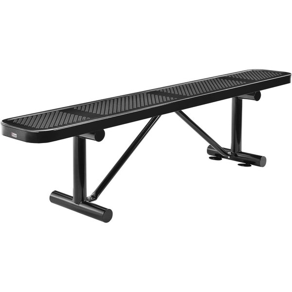 Global Industrial 72 Perforated Metal Outdoor Flat Bench, Black 262075BK